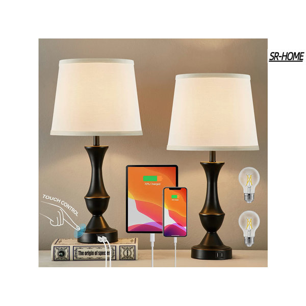 2 Lampes De Chevet Tactiles Modernes - Abat-Jour Verre Opale, LED Inclus, 3 Luminosités - Blanc